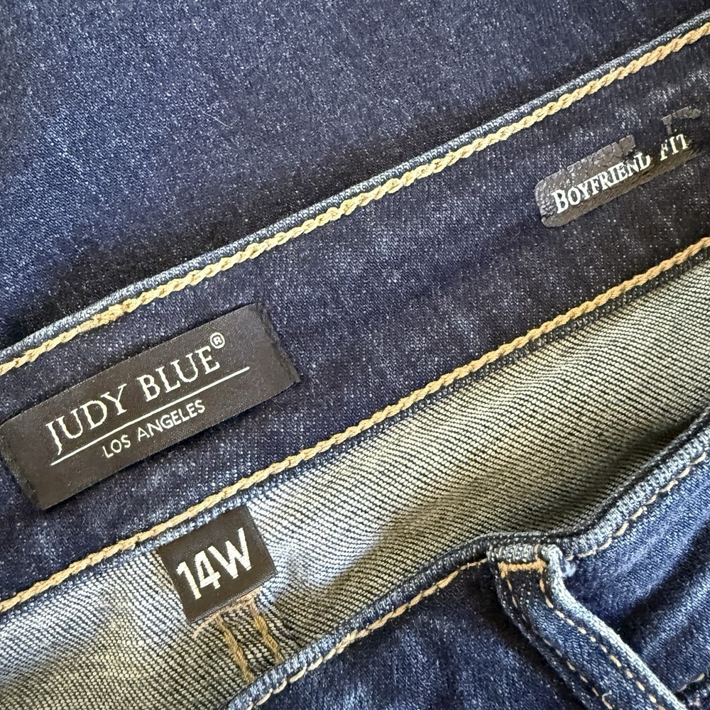 Judy Blue Womens 14W Blue High Rise Boyfeiwnd‎ Fit Distressed Denim Jeans - Picture 5 of 9
